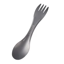 High Quality Titanium Hiking Fork Spoon Dual-purpose Long Handle Titanium Spoon Camping Picnic Tableware New Style 2017