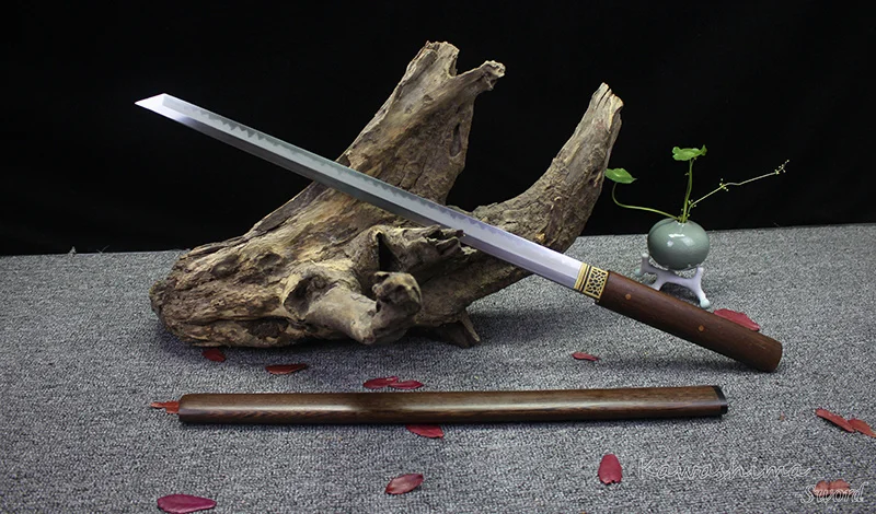 Японский шпага Wakizashi ручной работы прямой T10 стальной глины закаленное лезвие