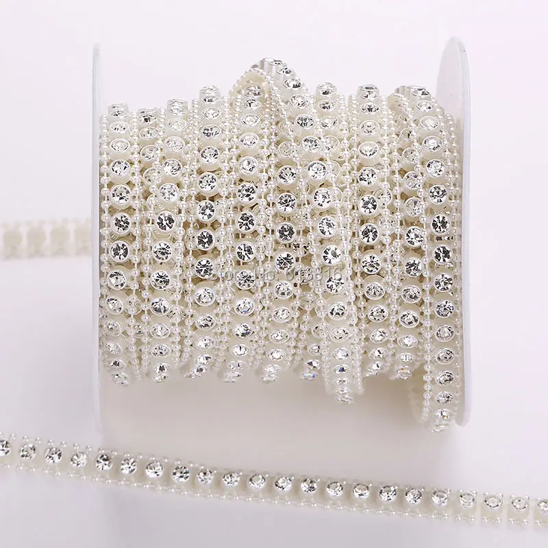 

1yards ABS Pearl Crystal Rhinestone Chain Sewing Banding Trim Wedding Supply 30 designs choose