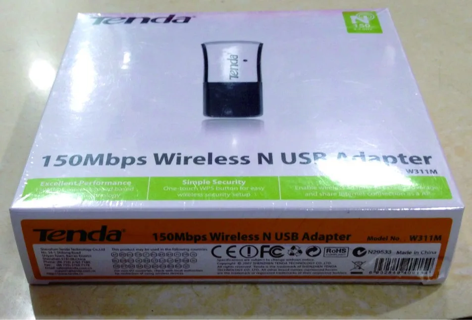 Новая лучшая цена Tenda Mimi 150 Мбит/с беспроводной нано USB адаптер USB WiFi адаптер 150 м USB WiFi сетевая карта, без цветной коробки посылка