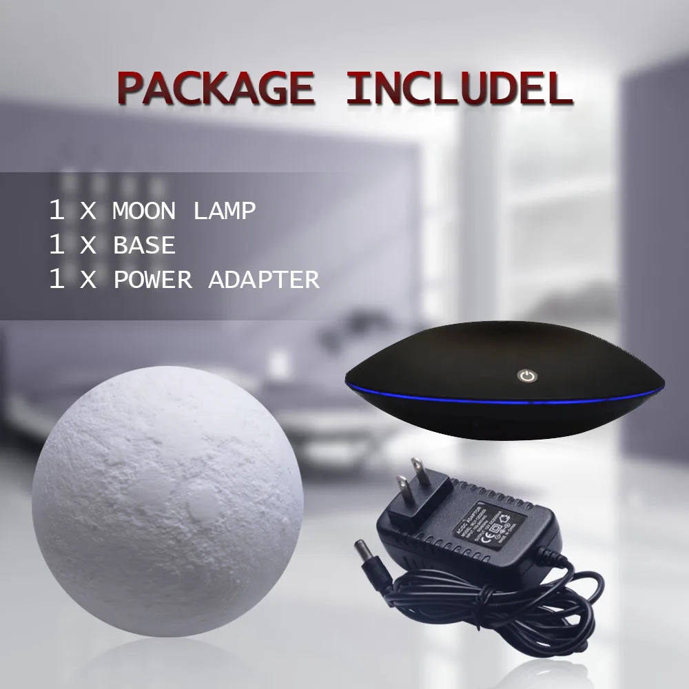  Magnetic Levitating 13.5CM 3D Moon Lamp 360 Rotating Night Light Floating Touch Romantic Gift Home 