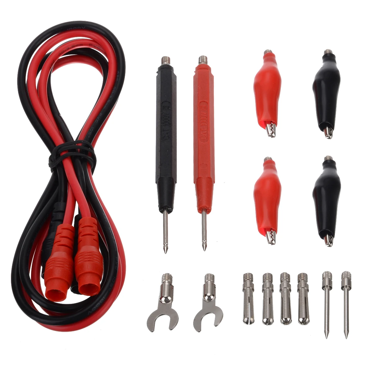 16Pcs Multimeter Test Lead Pen Voltage Meter Cable Multifunction Digital Test Probe + Crocodile Clips + Spade Connectors Kit