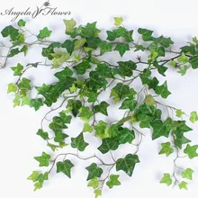 Искусственные листья винограда висит Моделирование Зеленый завод 110 см отель фоне стены Декор Свадебные украшения для дома витрину искусственные цветы тычинки цветов декор дома