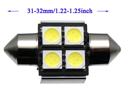 C5W W5W BA9S Автомобильный светодиодный светильник 31 мм 36 мм 39 мм 41 мм C10W автомобильный интерьерный светильник CANBUS без ошибок фестон купол лампа для чтения - Испускаемый цвет: 1pcx31-32mm 4smd