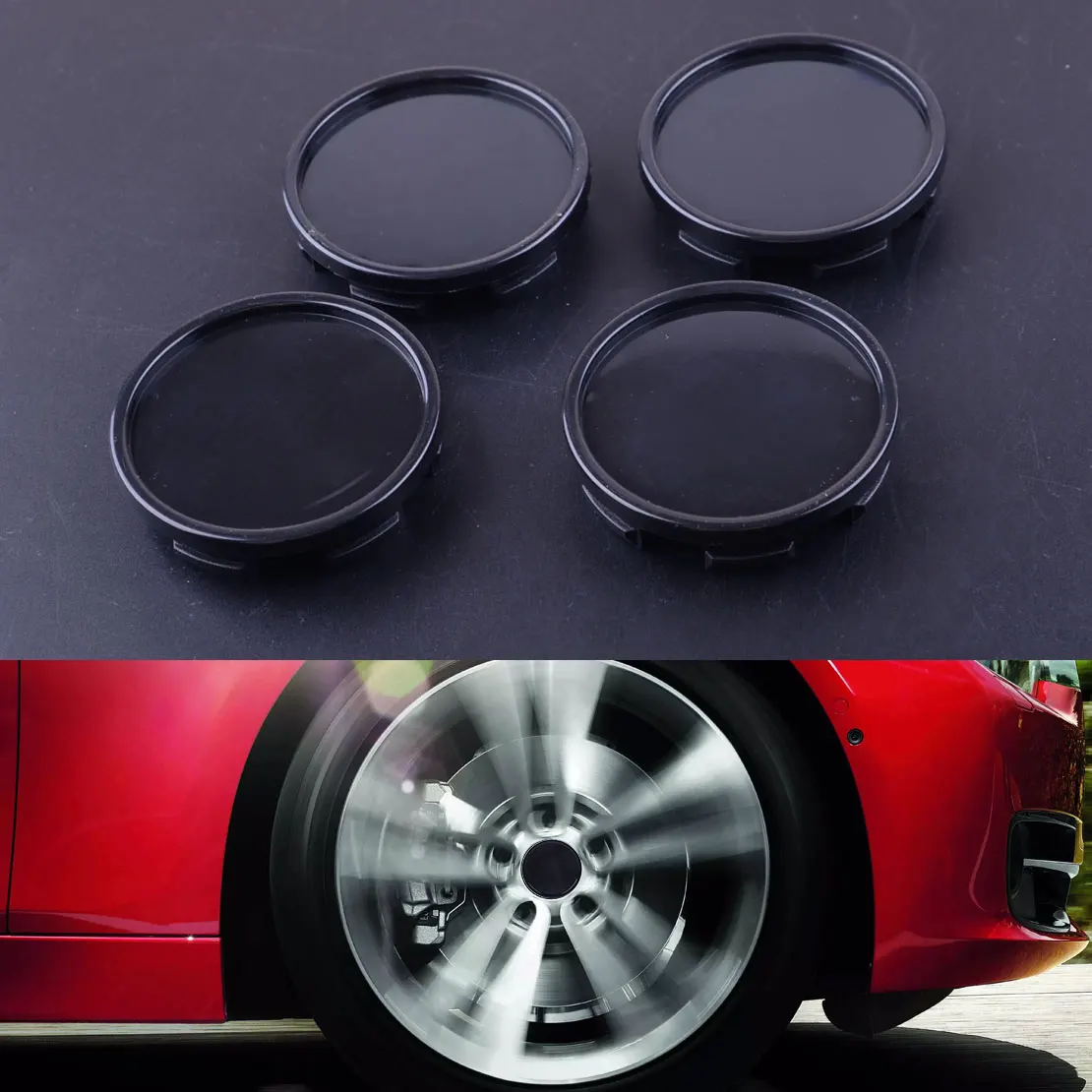 

4pcs Black ABS 58mm/53mm Car Wheel Center Hub Cap Decorative Cover C5060K58 for Universal