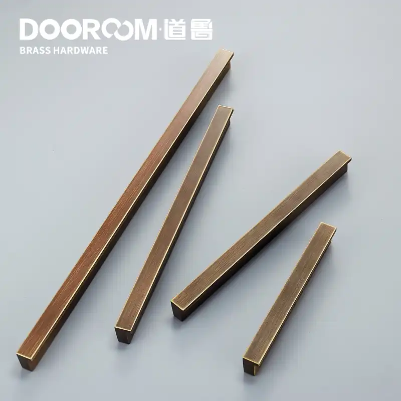 Dooroom Zoe Brass Furniture Handles Long Modern Matt Wardrobe