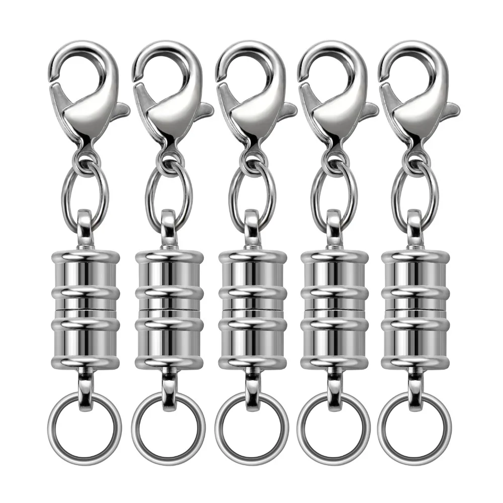 

Rhodium Plated Magnetic Lobster Clasps Magic Magnetic Clever Clasp Connector Built-in Safety Magnetic Lock 5 Pcs/Set