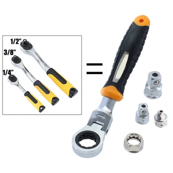 

5pcs Ratchet Wrench 1/4 3/8 1/2 Inch Adjustable Sleeve Adapter Wrench Spanner Auto Repair Tools Set