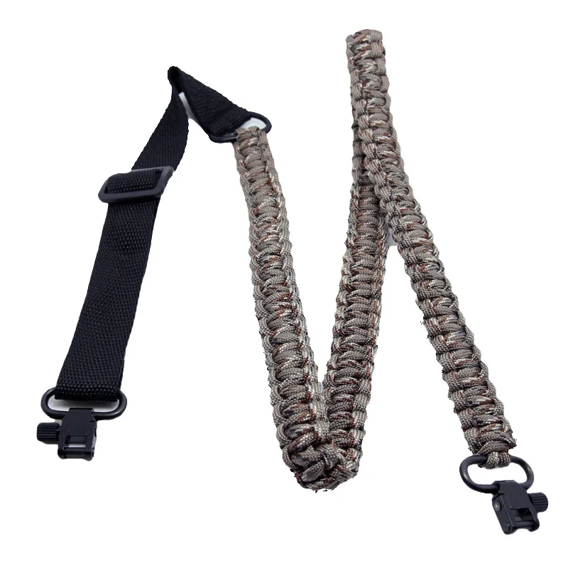 Adjustable Paracord Rifle Gun Sling Strap With Swivels Black & Camo