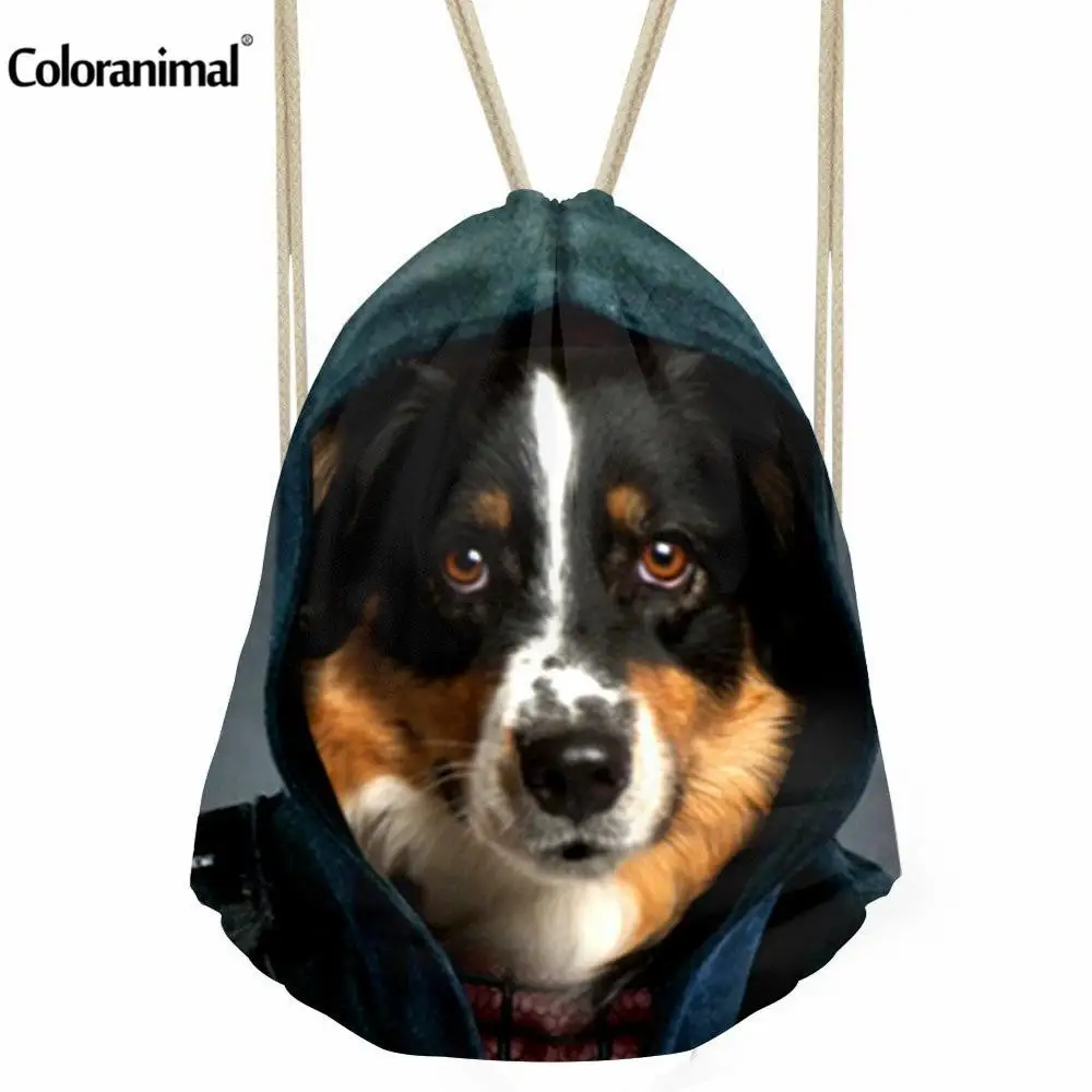 Цветные модные сумки на шнурке с принтом собаки для подростков, Мужской портативный рюкзак на шнурке, дорожная сумка, пляжная сумка - Цвет: CC1103Z3