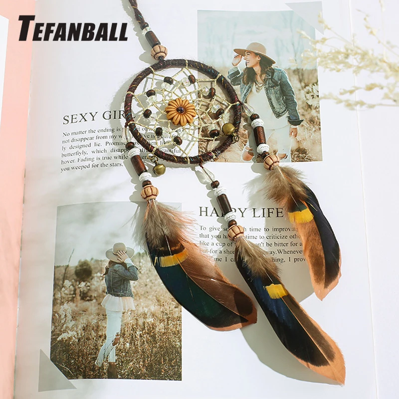 

Car Pendant Vintage Dream Catcher Wind Chimes Hanging Ornament Home Automobilse Interior Charms Dreamcatcher Suspension Decor