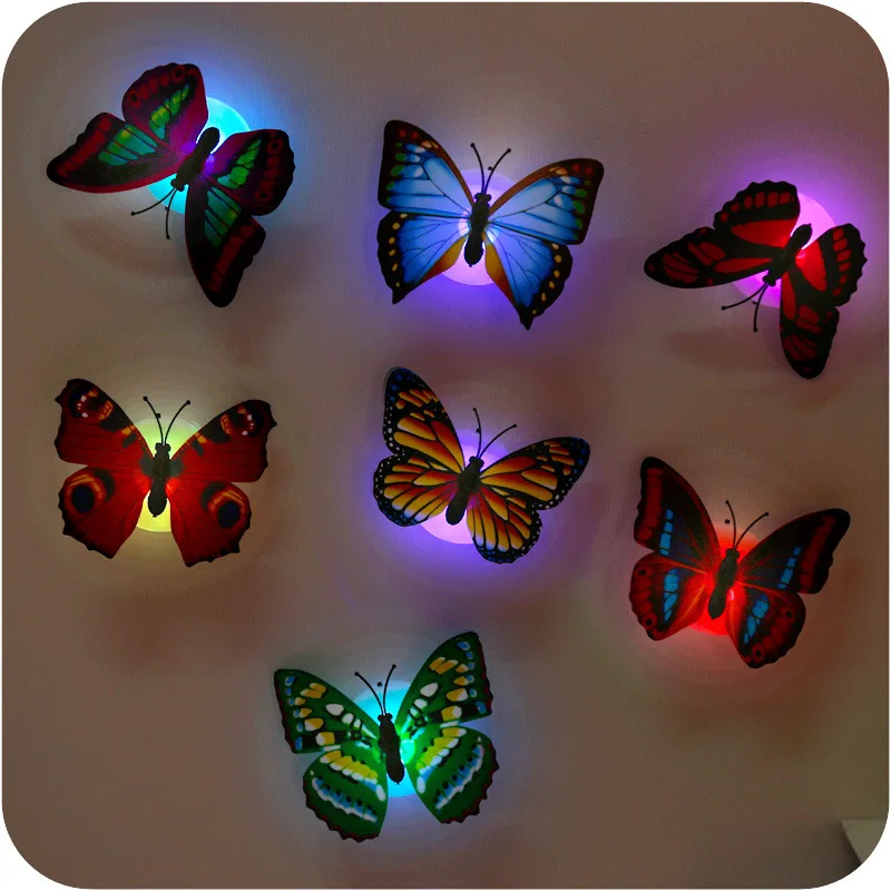 

Luminous colorful butterfly flash plastic toy LED can be glued luminescence simulation light toy party ball hollween gift funny