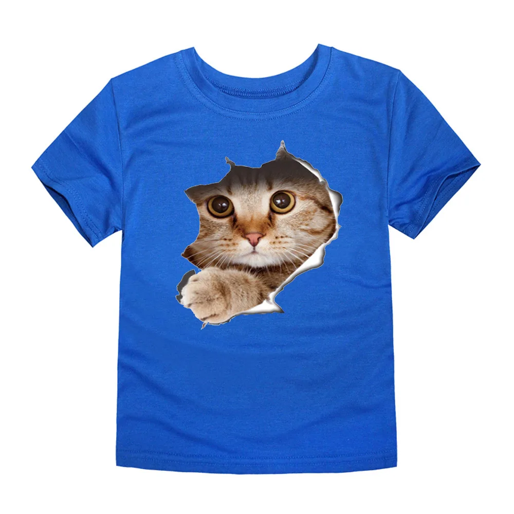 Детские летние хлопковые футболки с короткими рукавами детские футболки с котом футболки с животными футболки для мальчиков топы с единорогом для детей от 1 до 14 лет