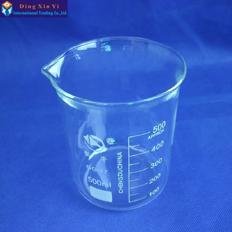 4 шт./лот) SHUNIU стеклянный стакан 500 мл, лабораторный стакан 500 мл, низкая форма с выпускным и носиком Boro 3,3 стекло известная китайская Марка