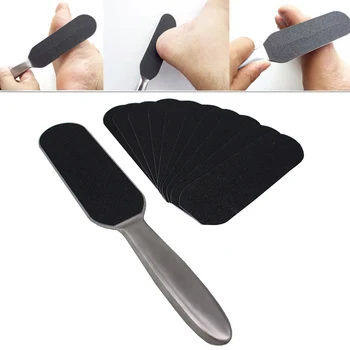

Double Side Pedicure Foot File Stainless Steel Dead Skin Removal+10pcs Dry Sanding Paper Rasp Callus Foot Care Hard Skin Remover