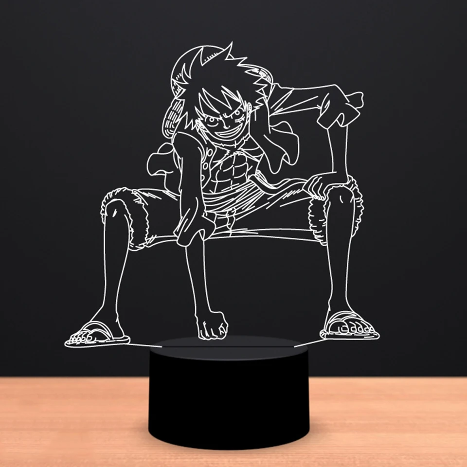 

3D LED Touch Switch Night Light Anime One Piece Luffy Table Lamp USB 7 Colors Atmospheres Decor LED Lighting For Birthday Gifts