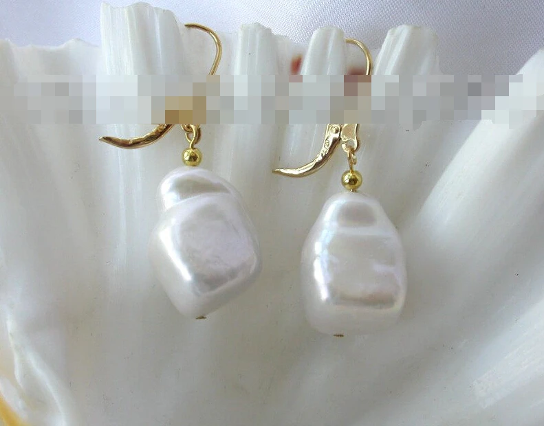 

1243 baroque white reborn keshi freshwater pearl dangle earrings