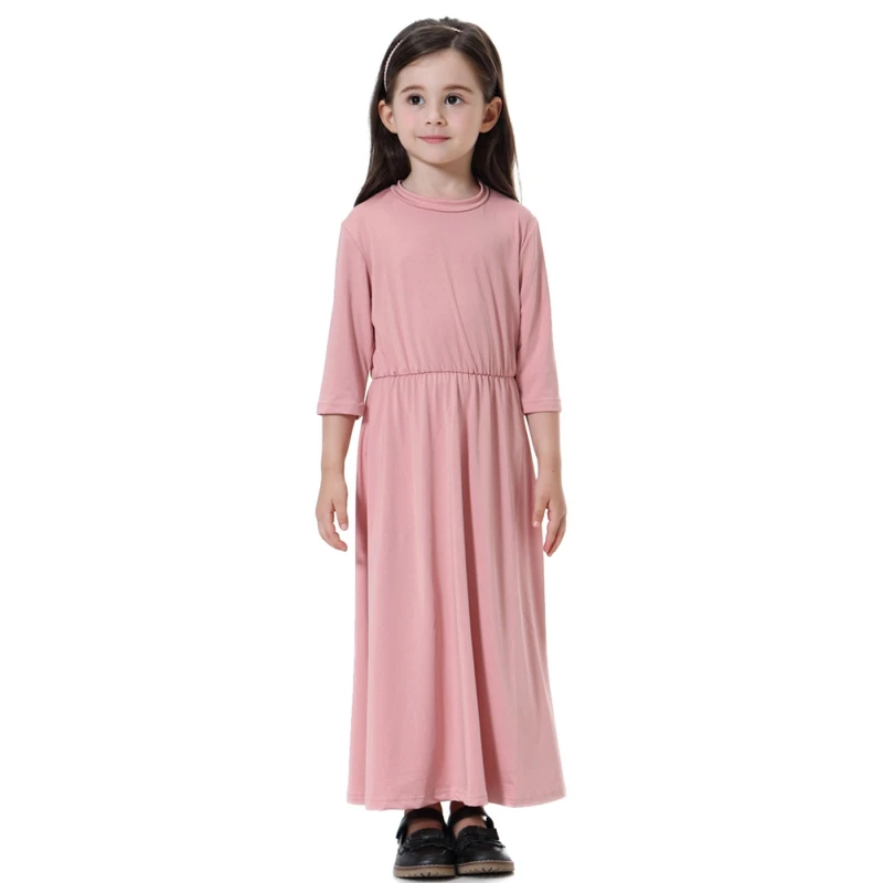 Милые мусульманин Дубай Саудовская Аравия детская одежда Абаи исламских детей платья Мода для детей 90-160 см Абаи мусульманское платье для