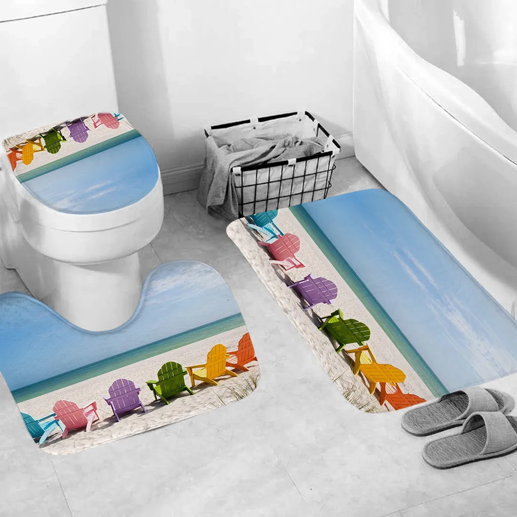 3 шт. набор ковров для ванной комнаты 3D изображение животного нескользящий коврик для туалета ковер Впитывающий Коврик основа крышка для унитаза коврик для ванной комнаты L0605