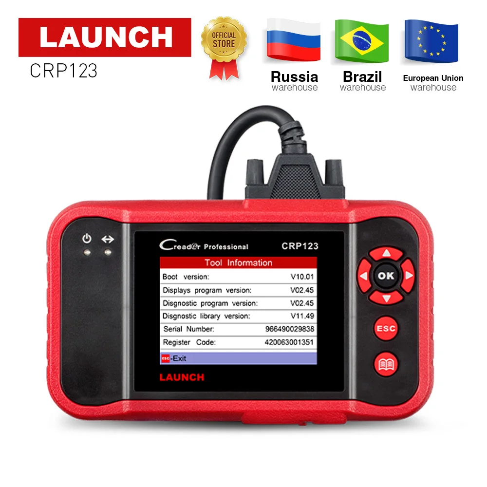 

LAUNCH CRP123 OBD2 Code Reader Auto Diagnostic Tool X431 CRP 123 OBD 2 Scanner ABS/SRS/GearBox/Engine free update Creader VII+