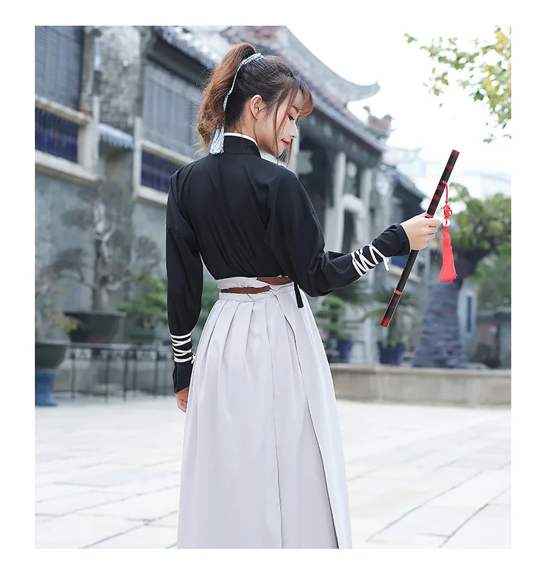 Традиционный Hanfu вышитый крест шейный платок мечи мужской женский стиль платье Униформа костюм вышивка hanfu