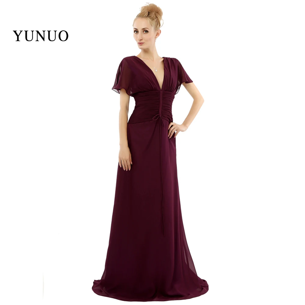 Chiffon V Neck Cap Sleeve Pleat Evening Dress High Quality Formal Dresses Party Dresses Best