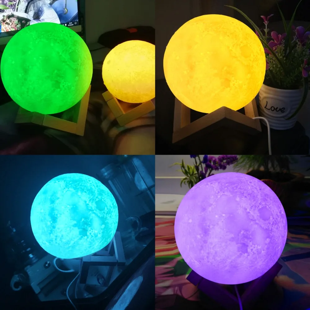 Перезаряжаемая 3D лампа с принтом Луны RGB USB Светодиодная настольная для украшения