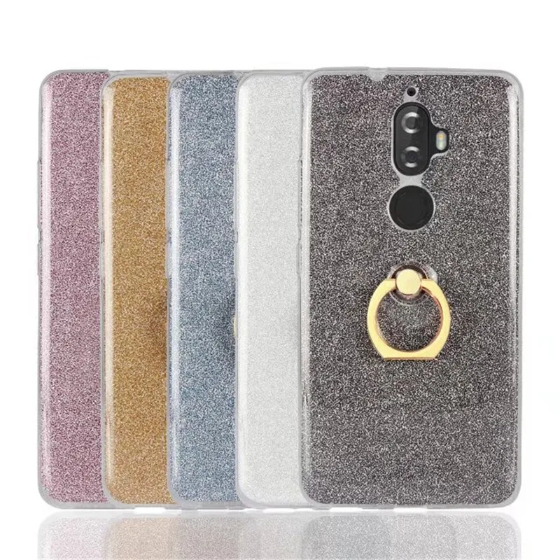

Transparent Glitter Bling Stent Flash With Ring TPU Case For Lenovo K8 K8 Note K8 Plus K6 Case Back Cover Fundas Coque