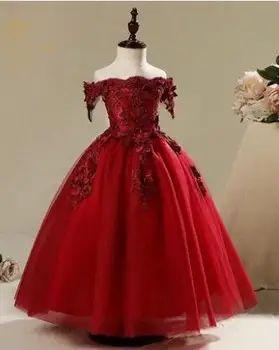 

2018 High Quality Handmade wedding dresses for girls Vestido Daminha Casamento Luxury Ball Gown Red Organza Flower Girl Dresses