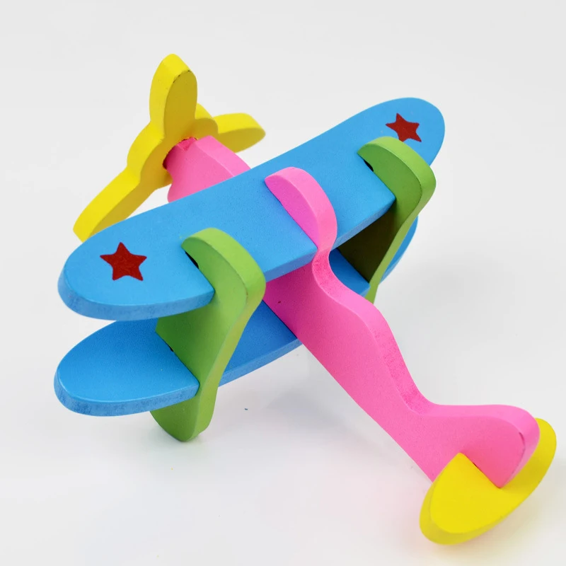 

1Set 3D Aircraft Suit Combination Wooden Helicopter Children Intellectual Development Fight Building Blocks Educational Toys