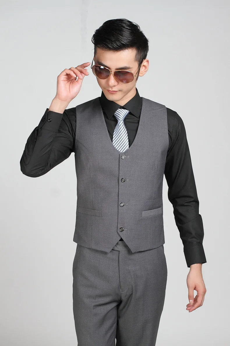 Бутик De FGG Китай SizeS 3XL темно серый цвет мужской деловой костюм жилеты для
