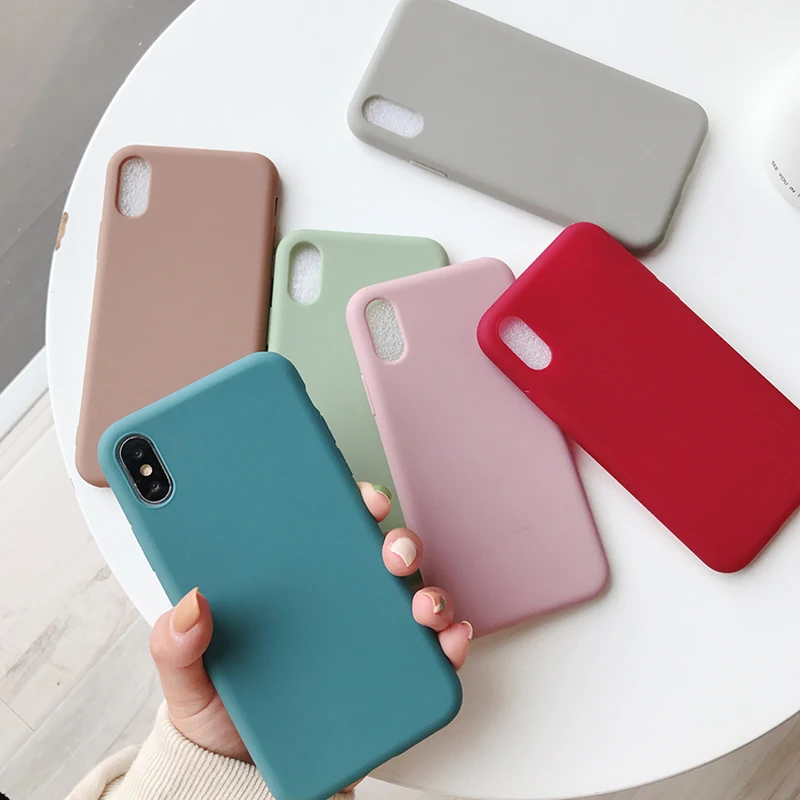 

Very nice solid color TPU Case For iPhone 6 7 8 Pl TPU Case For iPhone 6 7 8 Plus X XS XR Max Clear Back Cover Phone cases shell