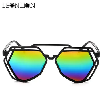 

LeonLion 2019 Rainbow Hollow Glasses Feminina Top Brand Designer Sunglasses Women Luxury Candies Lady Outdoor Sun Glasses