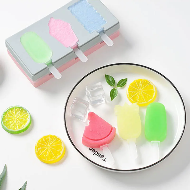 Manual DIY Ice Cream Tools candy bar Making Tool Popsicle Sticks Silicone Non-toxic Cute Cartoon Shape Homemade Popsicle Mould