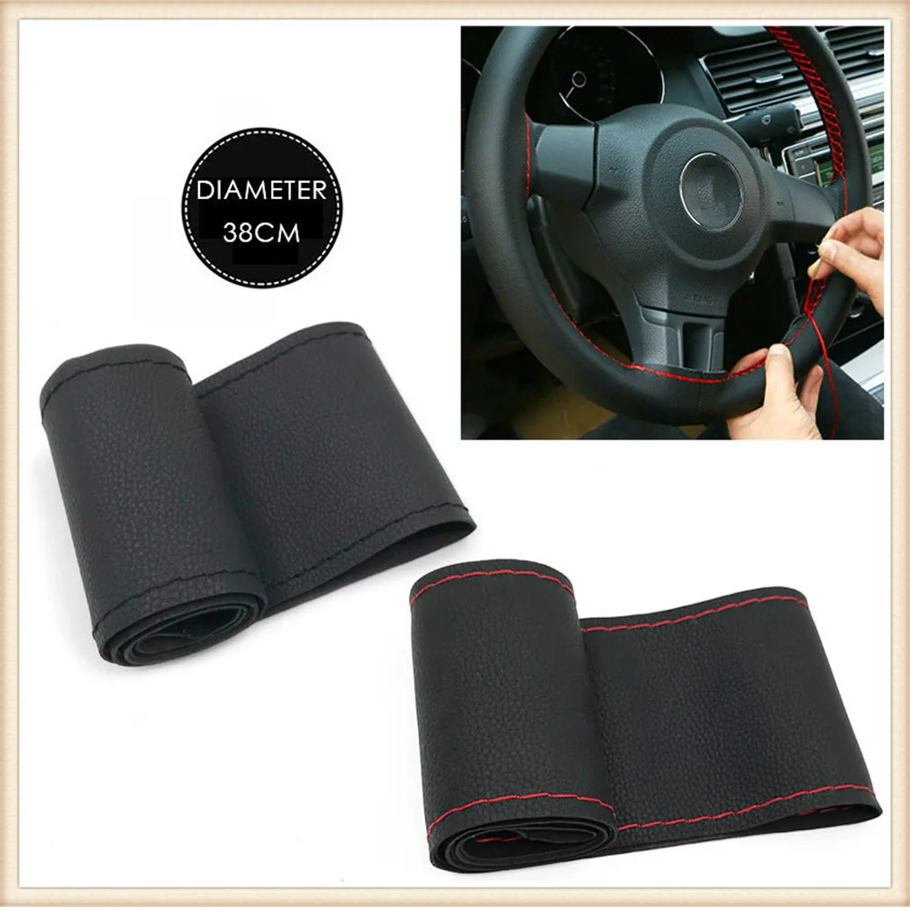 

38CM Steering Wheel Covers Leather braid for BMW E34 F10 F20 E92 E38 E91 E53 E70 X5 M M3 E46 E39 E38 E90 M140i 530i 128i