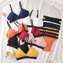 Fashion Bra Set Women Striped Underwear Push Up Seamless Lingerie Female Bra Briefs Set