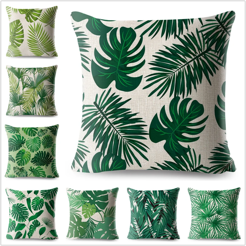 Buy Tropical Palm Green Leaf Cushion Cover for Sofa