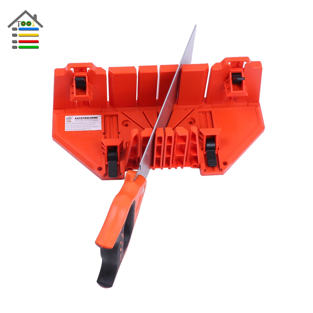 Miter Saw Box 14inch Adjustable Wood Cutting Clamping Miter Saw Box Woodworking Back Saw 0/22.5/45/90 Degree Oblique Wooden Strip Plaster Line