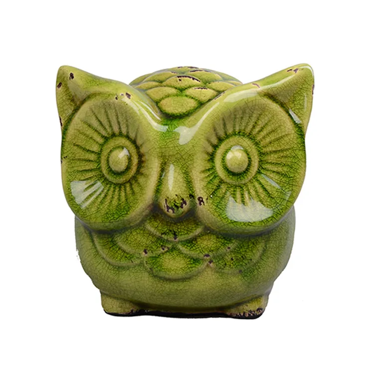 Jade Green Owl Ceramic Ornaments European style Home Decoration
