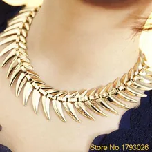 

Women Fashion Golden Alloy Charm Choker Collar Fish Bone Charm Necklace Jewelry choker necklaces women party gift hotsale4T6F