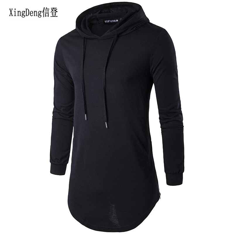 

XingDeng Men's Autumn long sleeve Punk shirts Europe Street Hoodie fashion men hip hop hooded streetwear tee shirt top clothes