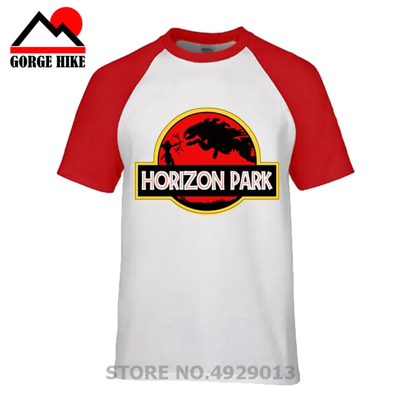 

Parody Jurassic design Horizon Park T shirt men Horizon Zero Dawn Men's t-shirt punk style 2019 new fashion summer Hipster shirt