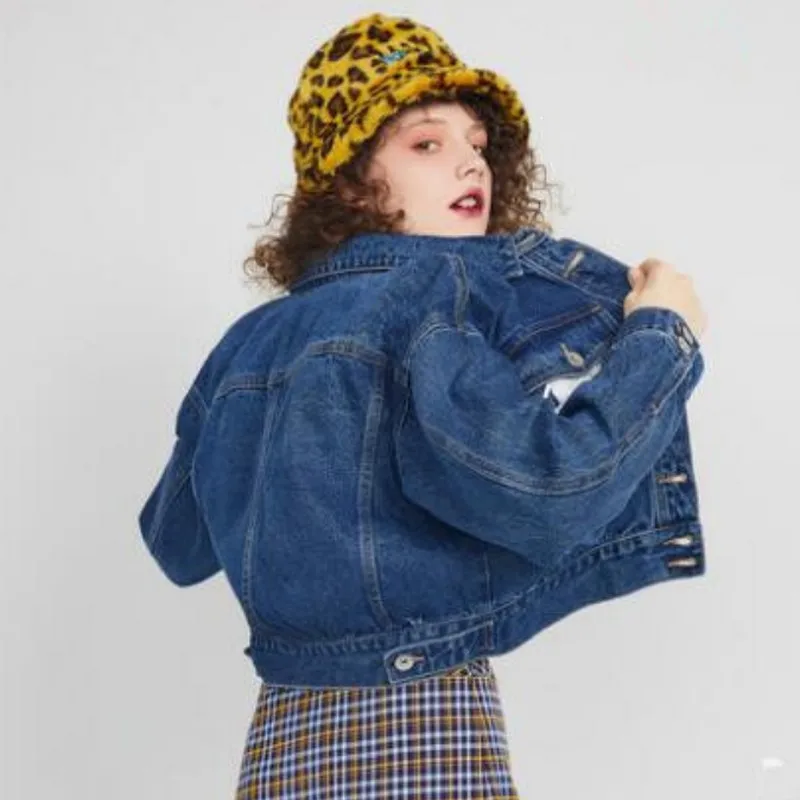 Casual Fashion Jean Jacket Women Letter Printing Big Pocket Single-breasted Denim Coat Streetwear Denim Jacket Woman Spring 2019