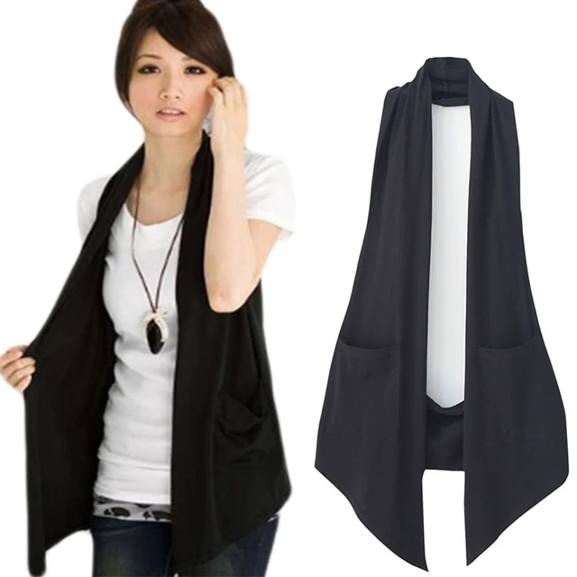 Plus size black sweater vest for women long