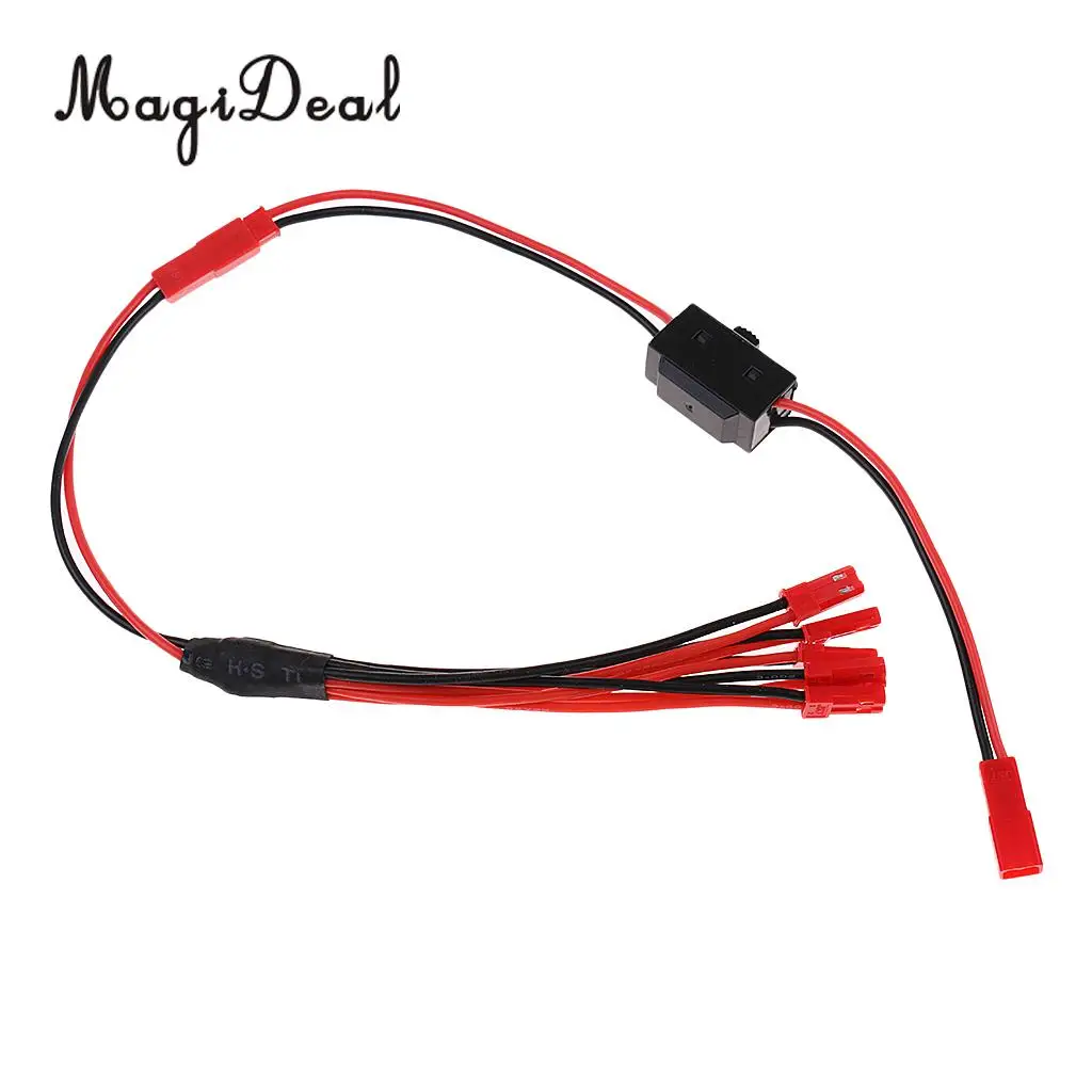 MagiDeal Metal 5 in 1 JST Splitter Wire Battery Connector 2 Pin Male Female w ON/OFF Switch for RC Li-po Battery