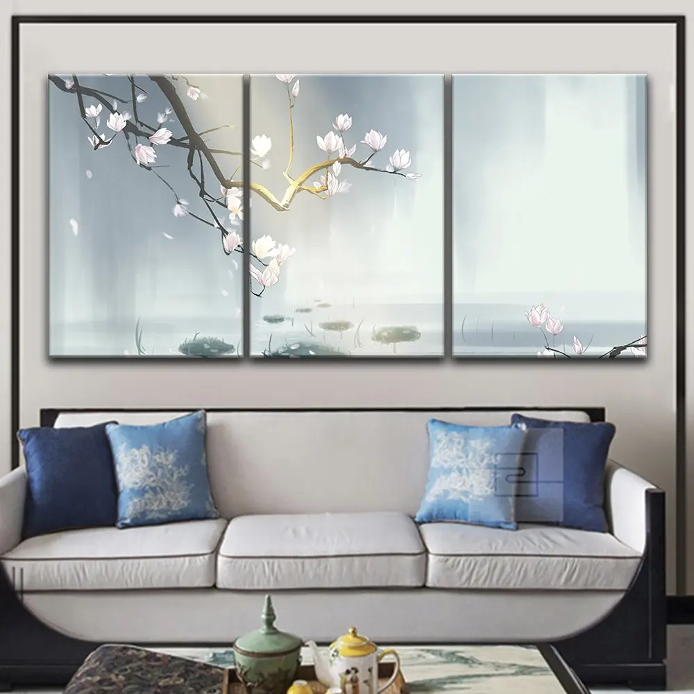 Bebe Arte 3 Panel Lienzo Arte De La Pared Diente De Leon Azul Y