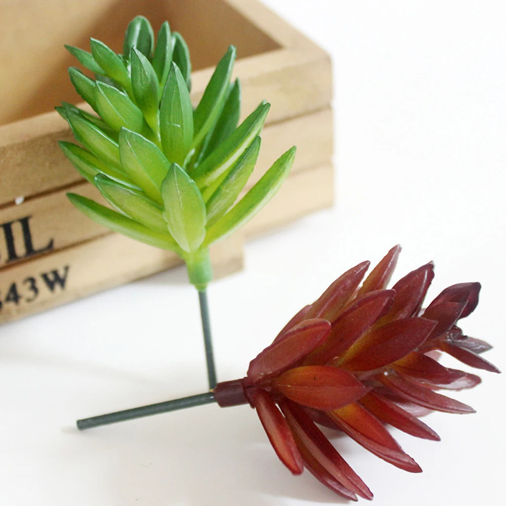 Phenovo Pair Artificial Succulents Real Touch Faux Flower Foliage Cactus Home Garden Outdoor Decorative Plant