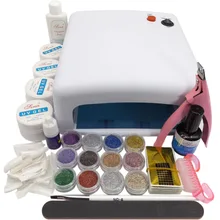 Новинка 36 Вт УФ гель белая лампа сушильная лампа дизайн ногтей Маникюрные наконечники набор 12 шт. Блестящий Порошок