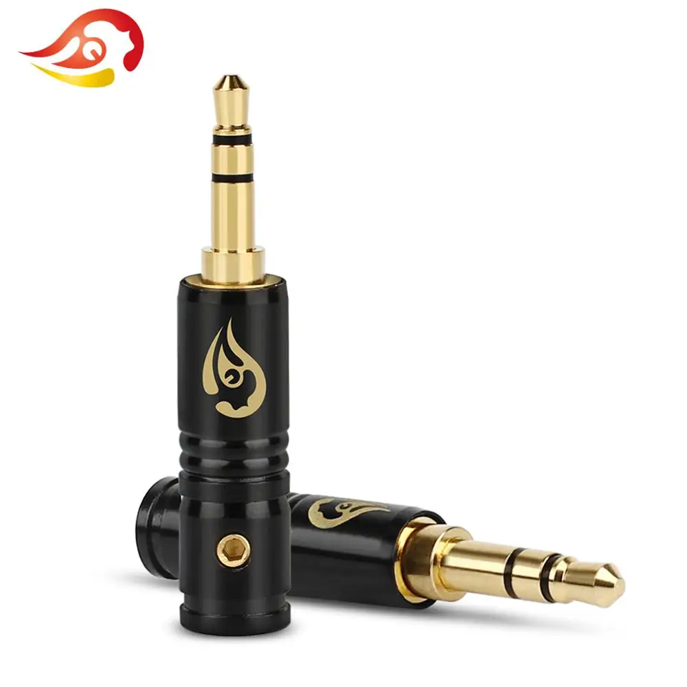 

QYFANG 3.5mm Earphone Plug Audio Jack 3 Poles Stereo Straight Splice Adapter Headphone Metal 4mm Wire Hole Solder Line Connector
