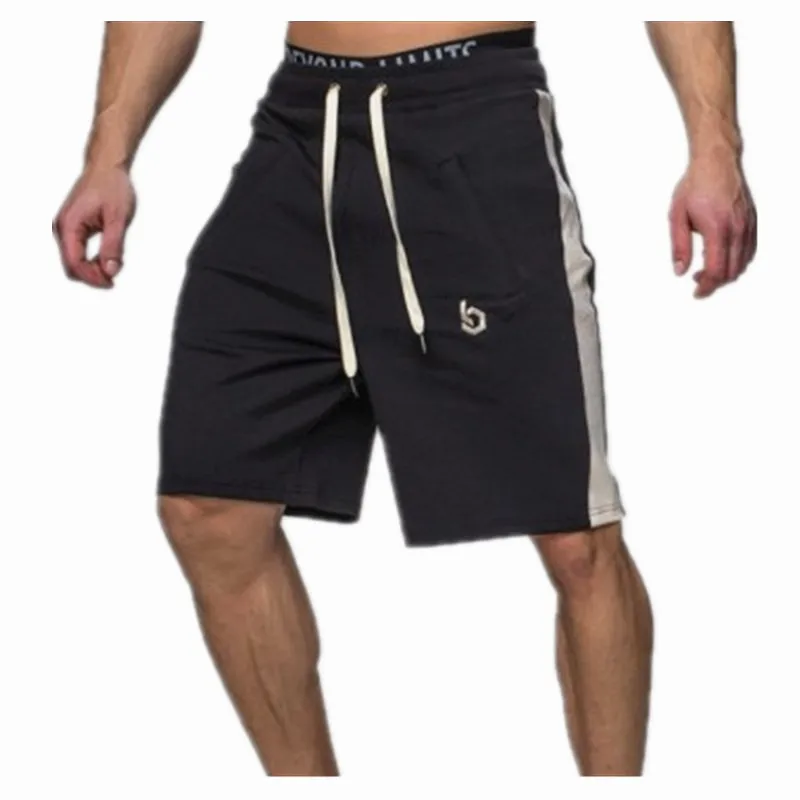 

MLCRIYG Summer 2019 Baggy Embroidered Shorts mens Casual Splicing Gyms Training Men Joggers Moisture Absorbent Cotton Shorts